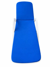 Marbella Sun Lounger, White – top view with blue cushion (sold separately)