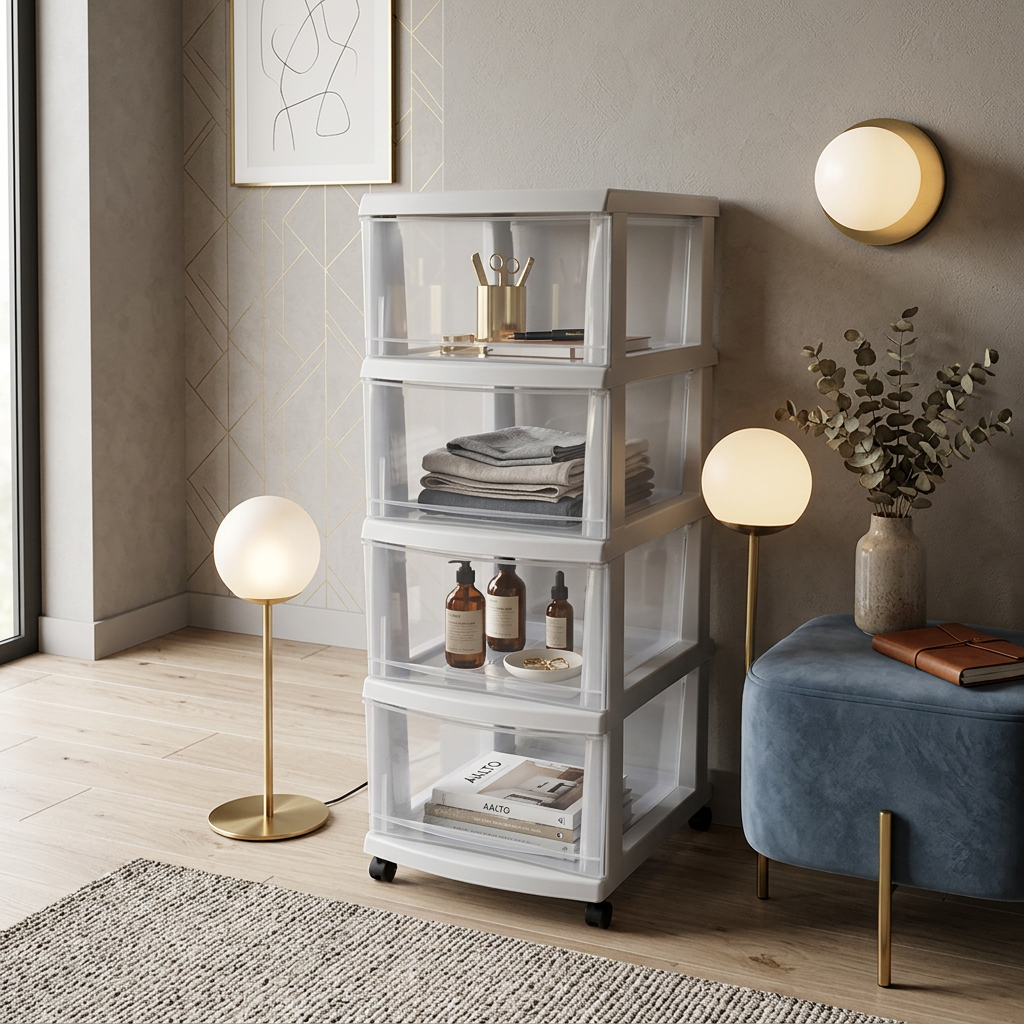 4-Layer Storage Cabinet, 43×34×85 cm – lifestyle view