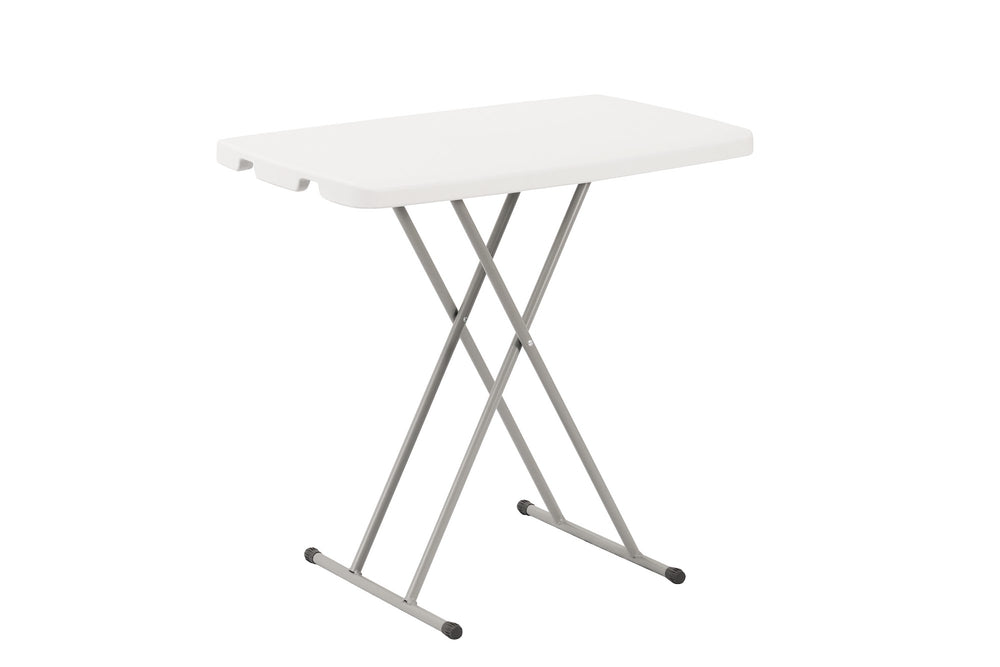 Rectangular Height-Adjustable Folding Table, 76×50 cm, White – angled view