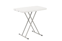 Rectangular Height-Adjustable Folding Table, 76×50 cm, White – angled view