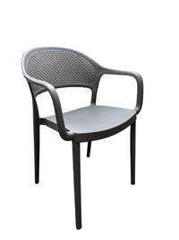 Tivoli Rattan-Style Chair with Arms – Grey, angled view