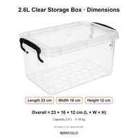 2.6L Clear Storage Box with Locking Lid – dimensions