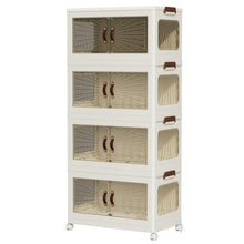 4-Layer Foldable Cabinet with Clear Doors & Wheels, 70×42×153 cm
