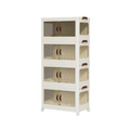 4-Layer Storage Cabinet with Transparent Doors & Wheels (50x30x106CM)