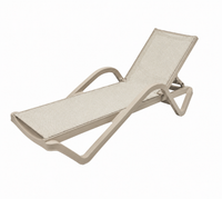 Java Textilene Sun Lounger – Beige, angled view