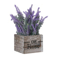 Artificial Lavender Plant in Wooden Box, Purple, 24 cm