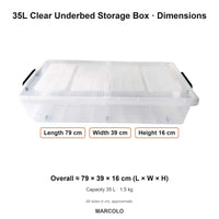 35L Clear Underbed Storage Box with Lid – dimensions