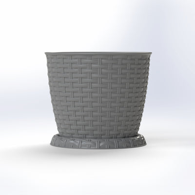 Rosa Rattan-Style Round Flower Pot, 30 cm