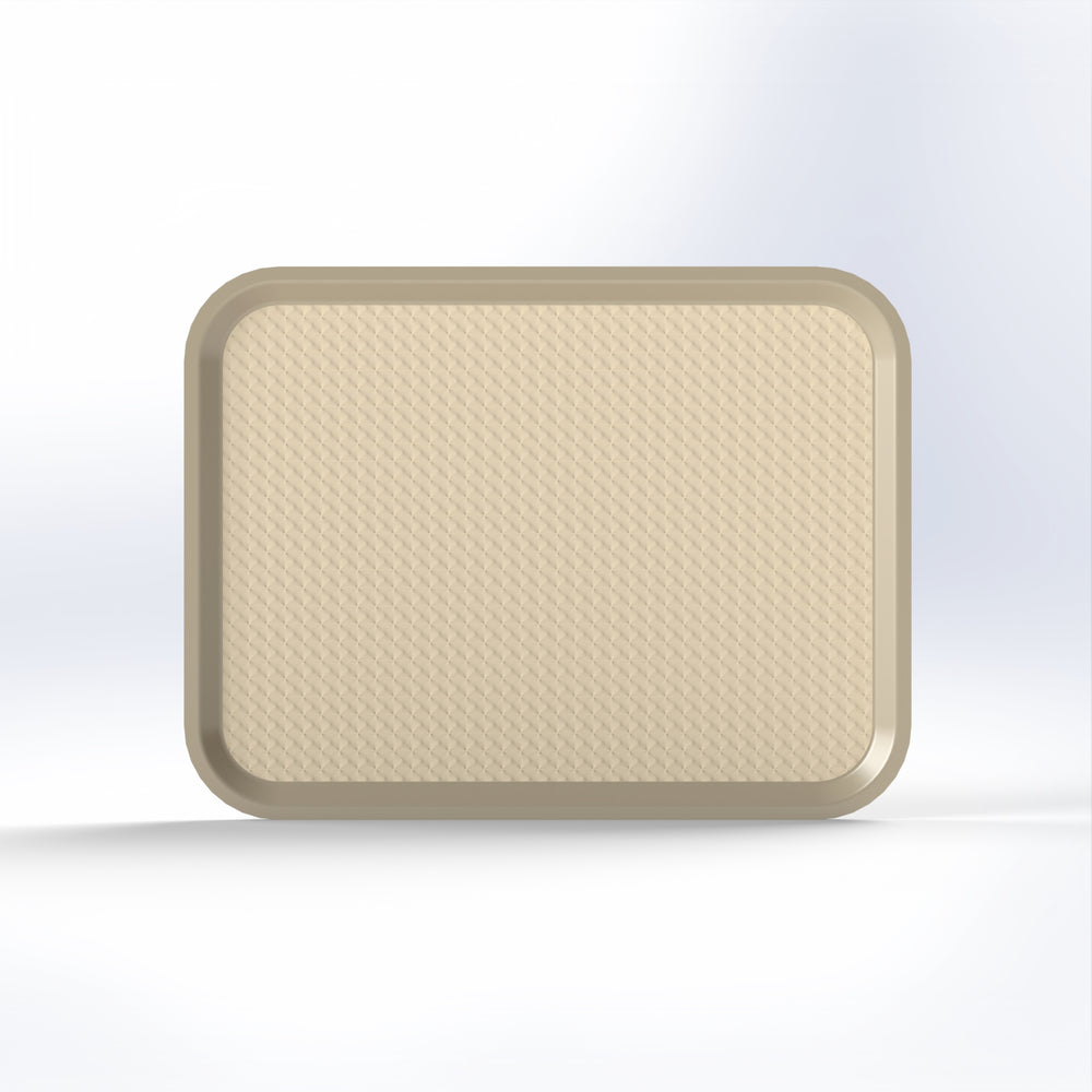 A rectangular, beige Marcolo serving tray with a diamond-patterned texture.