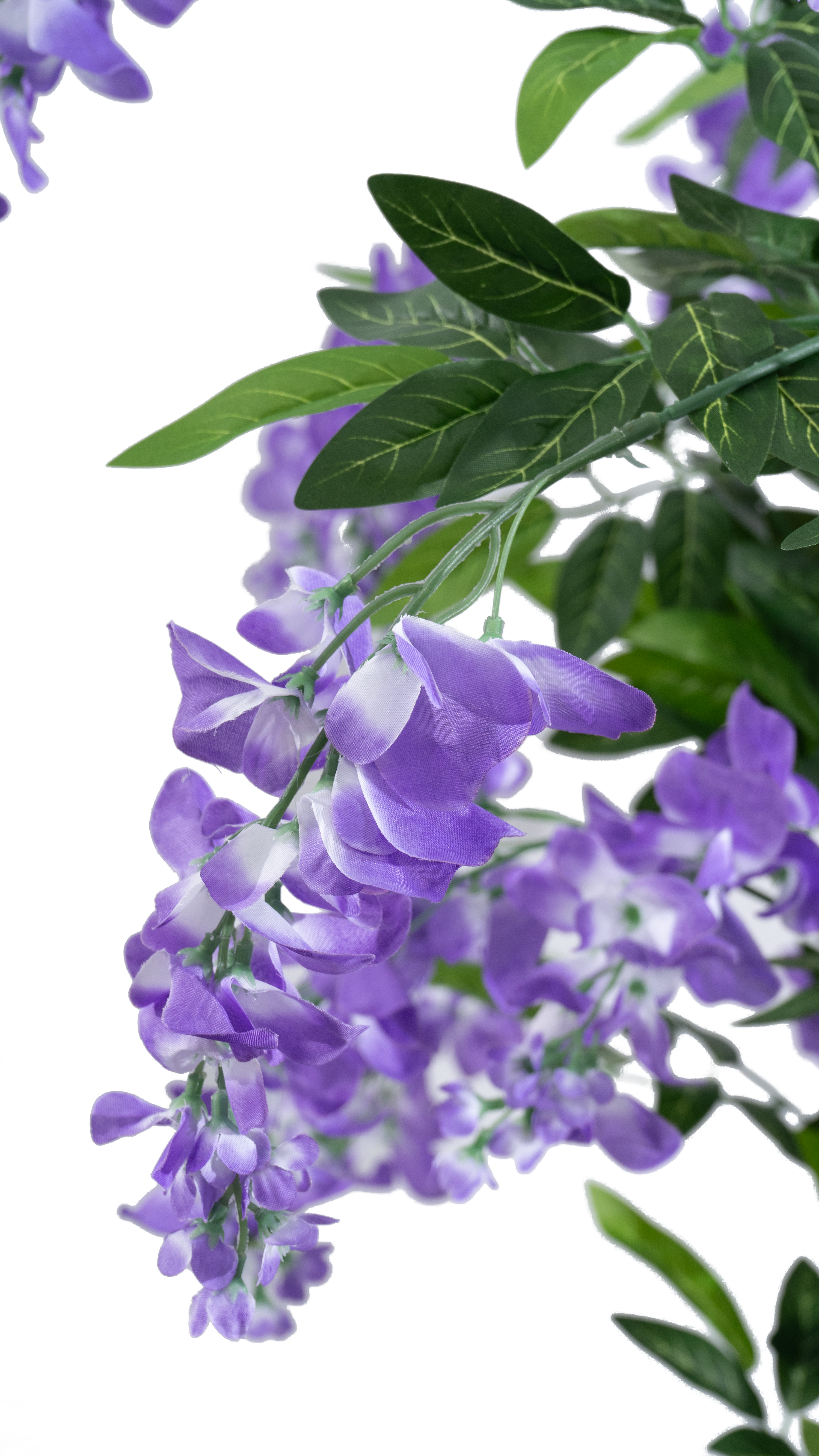 Purple artificial Douhua flowers and leaves by Marcolo.