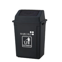 40L push-top waste bin - black, front view on white background