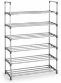 Easy 6-Tier Metal Shoe Rack, 65×30×107 cm, Silver