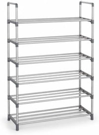 Marcolo Easy 6-tier silver metal shoe rack, front view