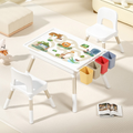 Multifunctional Kids Activity Table & 2 Chairs Set | Adjustable Height | Building Block, Study, Drawing, Sand & Water Play