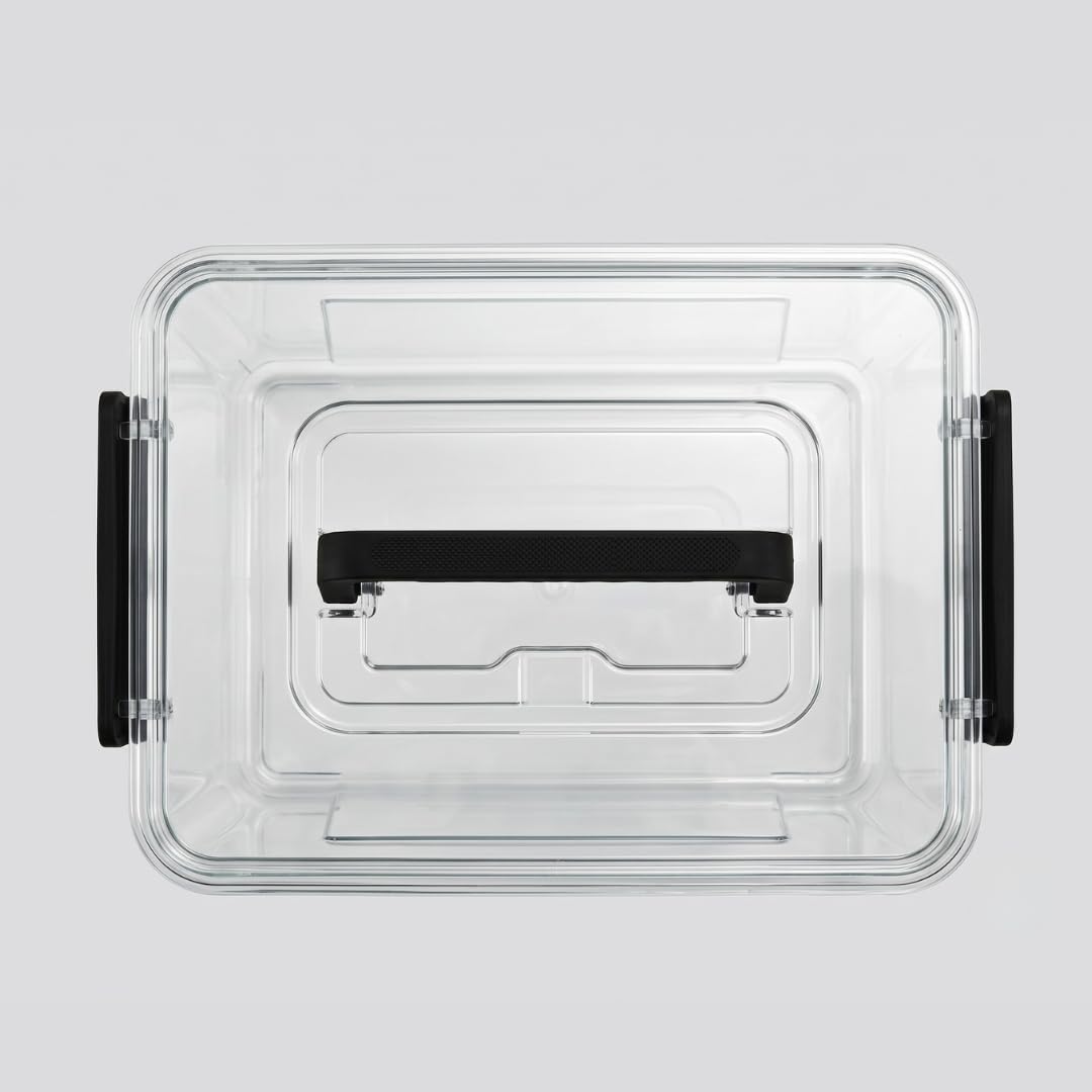 25L Super Clear PET storage box with locking lid - stacked