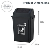 30L push-top waste bin - black, dimensions 37 × 26 × 53 cm