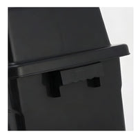 40L push-top waste bin - black, close-up of the side lid catch