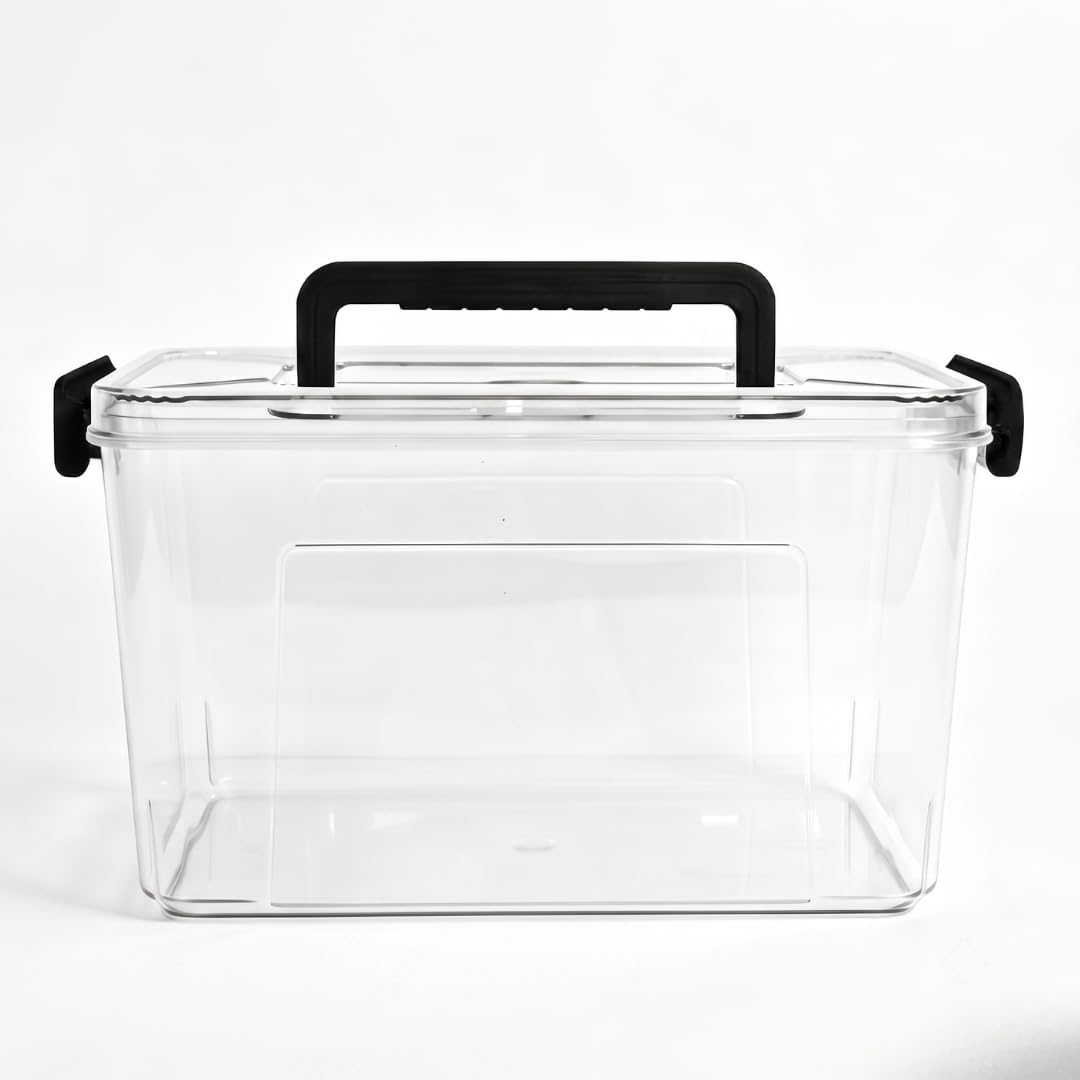 10L Super Clear PET storage box with locking lid - clear body