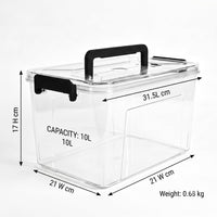 10L Super Clear PET storage box with locking lid - in use
