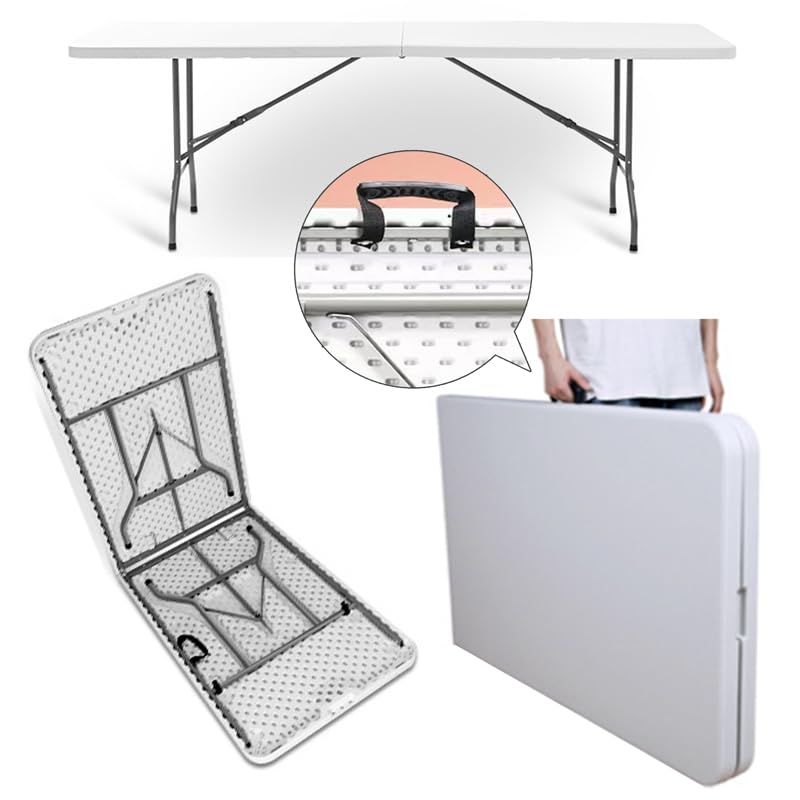 240X74 CM Centerfold Folding Table with Steel Legs
