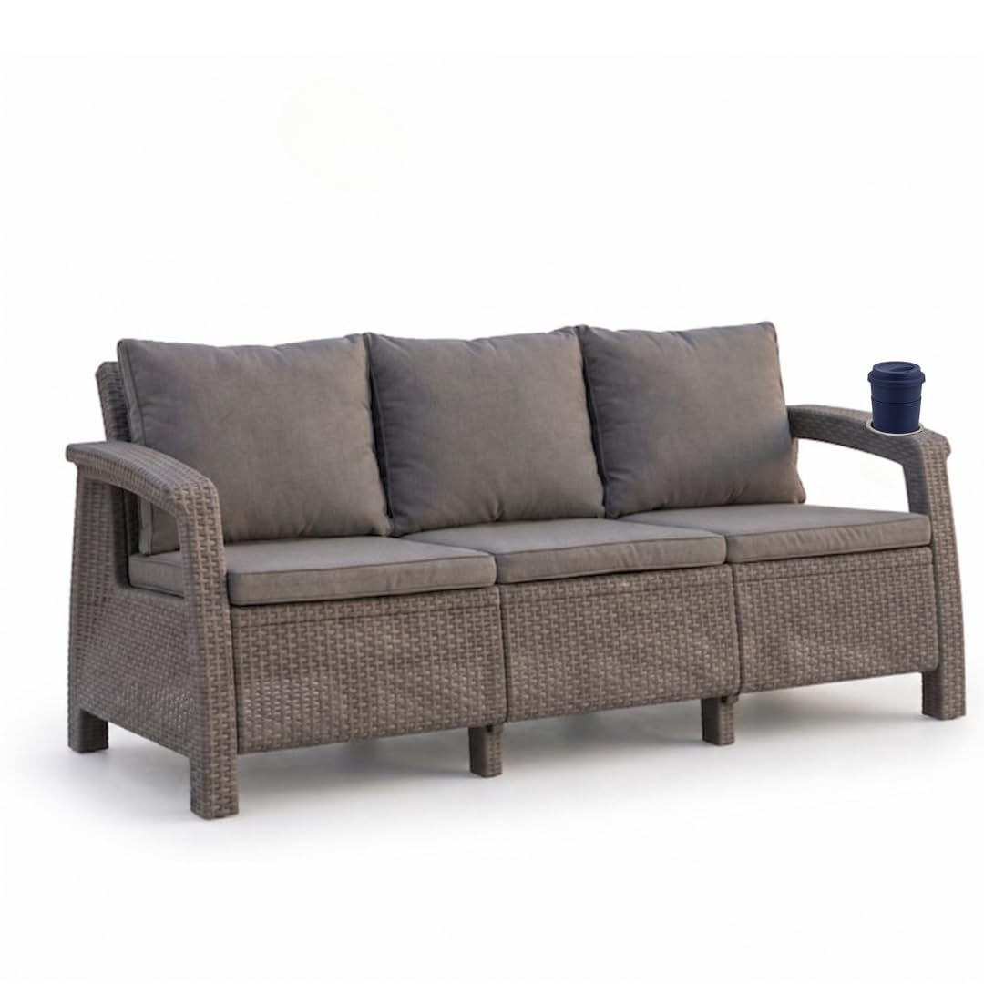 Grey Havana 3-seater sofa with dark grey seat and back cushions