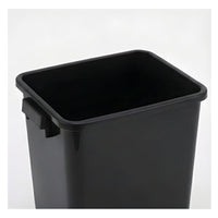 20L push-top waste bin - black, open body with lid removed