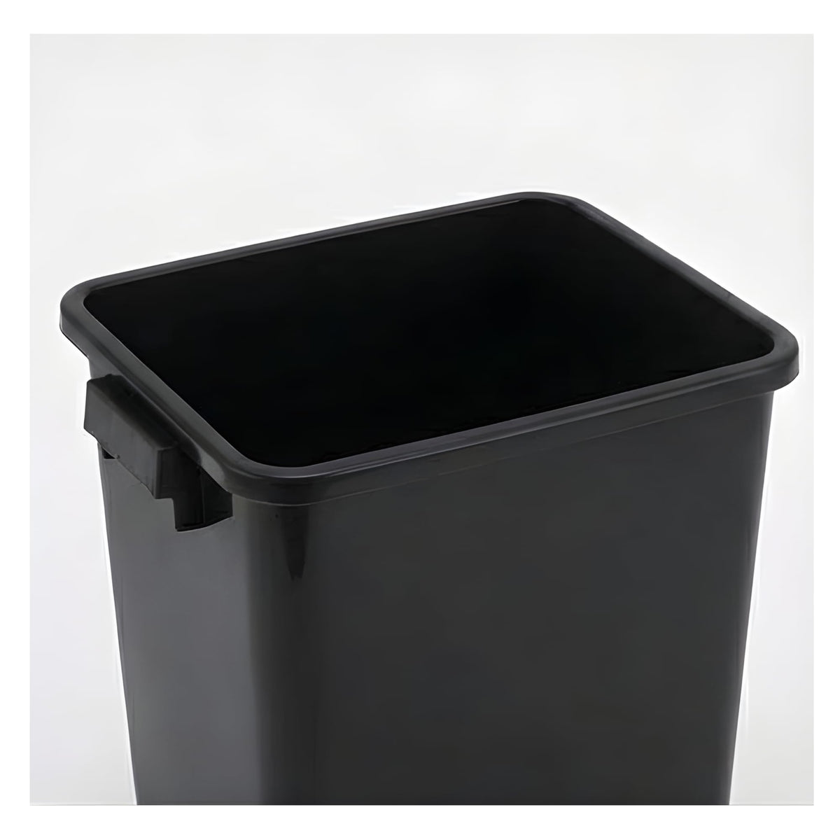 30L push-top waste bin - black, open body with lid removed