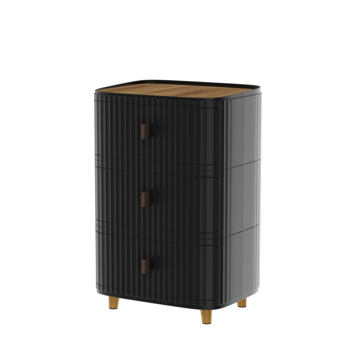 Modern 3-Layer Storage Cabinet with Wooden Top – Sleek Space-Saving Organizer