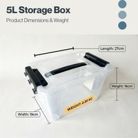 Marcolo 5L transparent storage box dimensions and weight