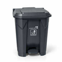 30L ROM pedal waste bin with lid - grey, angled view