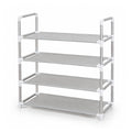 Easy 4-Tier Non-Woven Shoe Rack, White & Silver
