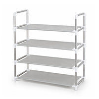 Marcolo Easy 4-tier white and silver non-woven shoe rack