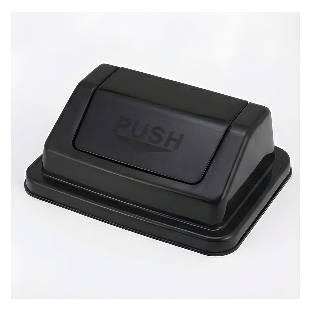 60L push-top waste bin - black swing lid with PUSH flap