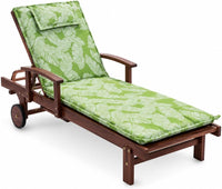 Phuket wooden sun lounger with green leaf cushion