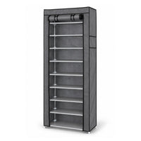 Marcolo Easy 9-tier shoe rack with grey non-woven cover
