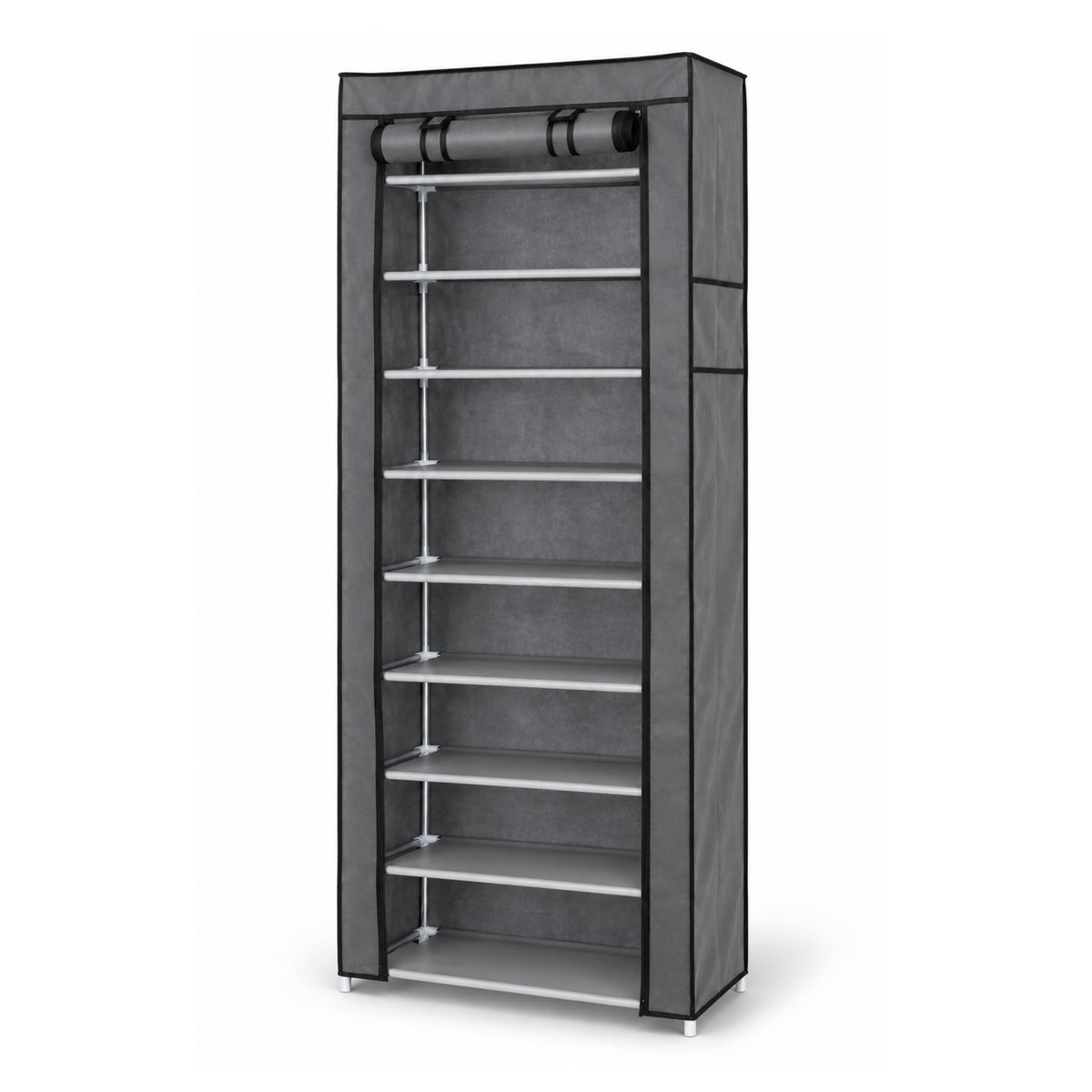Marcolo Easy 9-tier shoe rack with grey non-woven cover