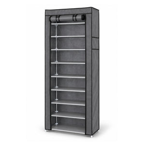 Easy 9-Tier Covered Shoe Rack, 60×30×158 cm, Grey