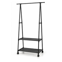 Marcolo Smart 2-tier black garment rack with wheels and two shelves
