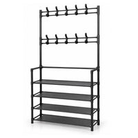 Marcolo Smart 4-tier black entryway rack with 10 hooks