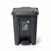 30L ROM pedal waste bin with lid - grey, front view on white background
