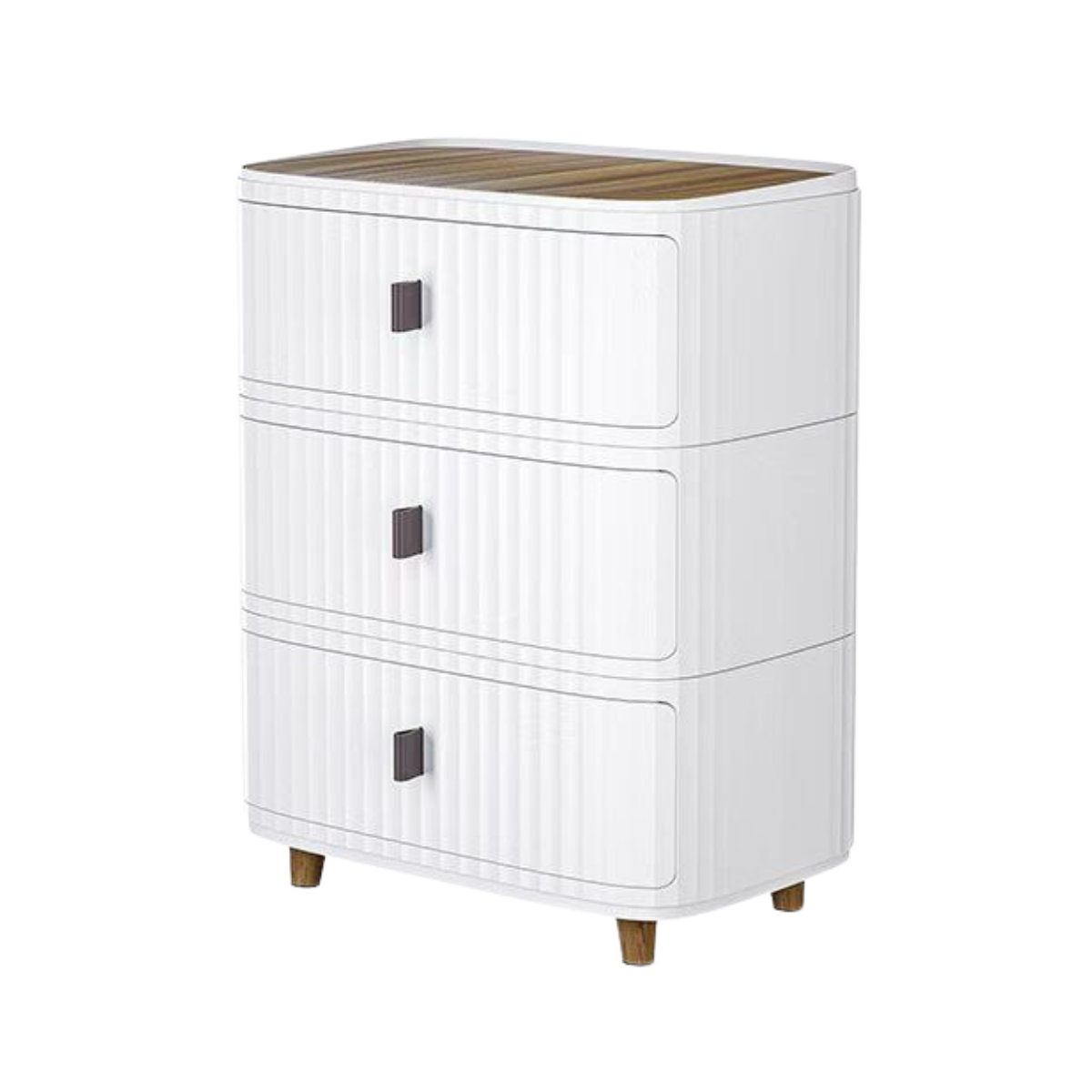 Modern 3-Layer Storage Cabinet with Wooden Top – Sleek Space-Saving Organizer