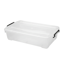Marcolo 42L clear underbed storage box with clear locking lid and black clip side handles