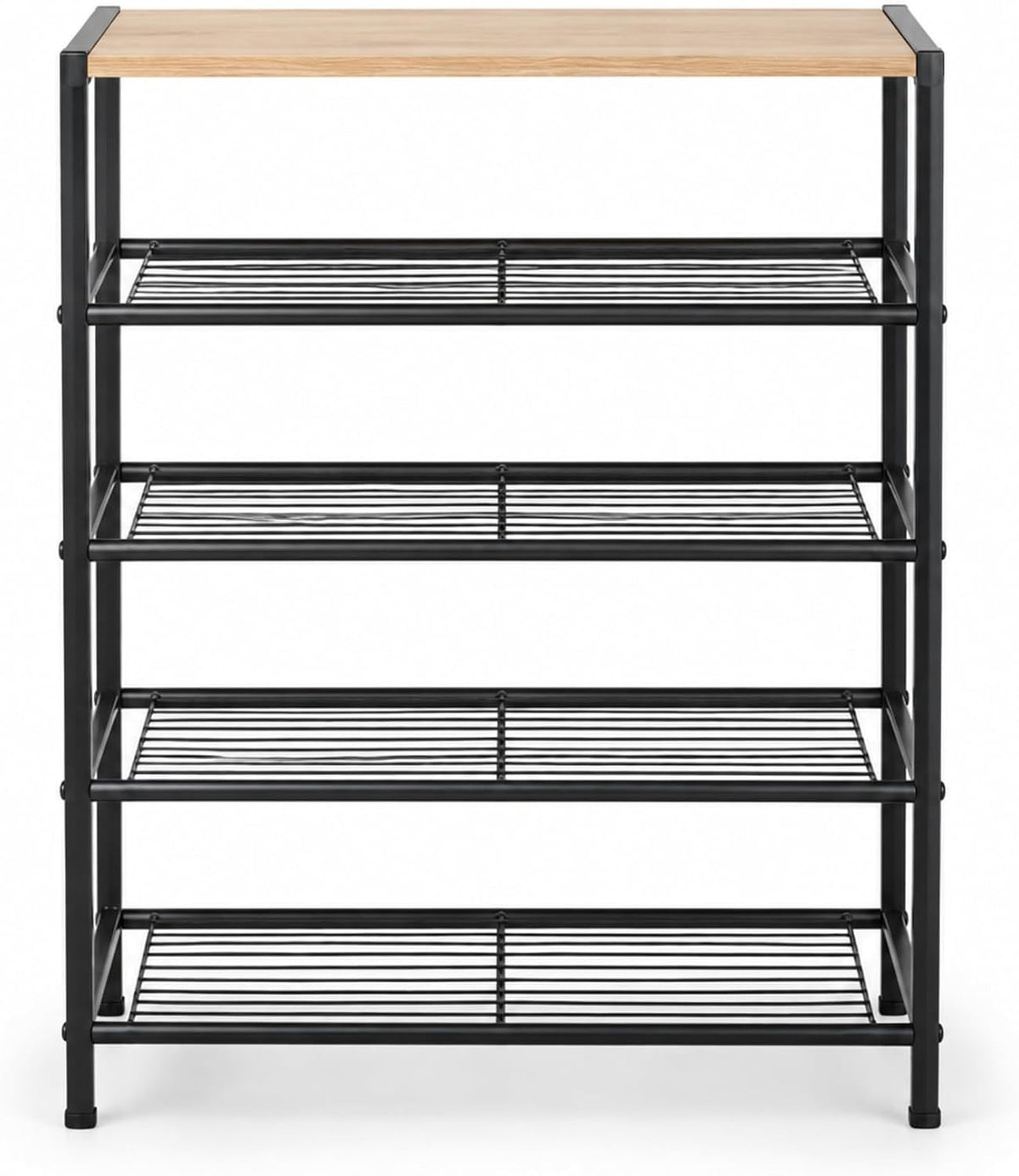 Marcolo Urban 5-tier shoe rack with wood-look top and black metal frame