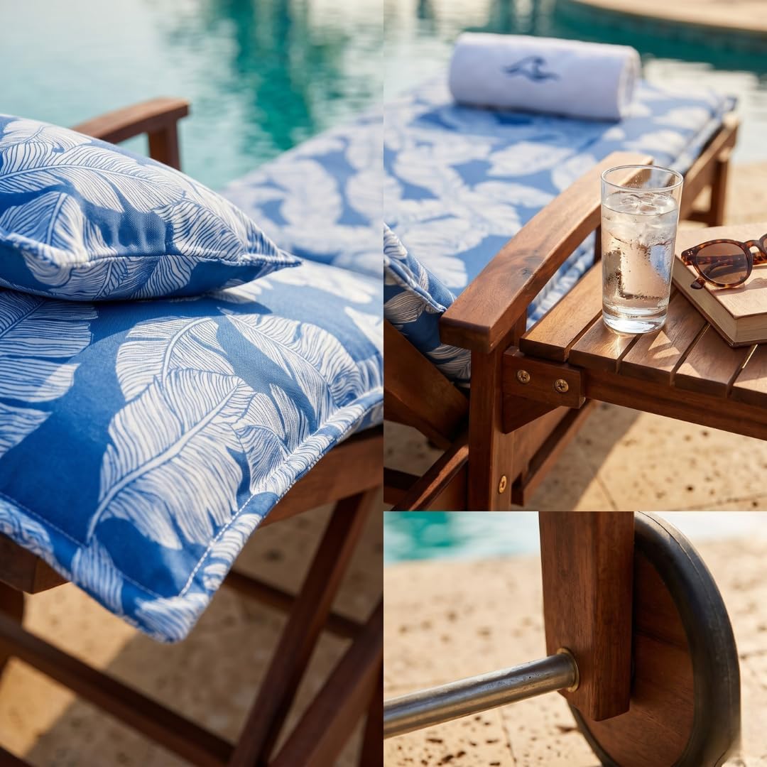 Phuket wooden sun lounger adjustable backrest