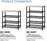 Size comparison of Urban 4-tier and 5-tier shoe racks