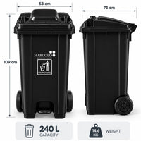 240L central-pedal heavy-duty waste bin - black, dimensions 58 × 73 × 109 cm, 240 L, 14.6 kg
