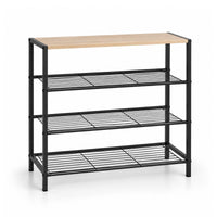 Marcolo Urban shoe rack with wood-look top and black metal frame