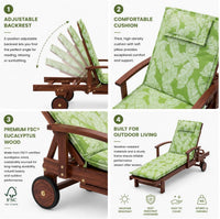 Green leaf cushion sun lounger side tray