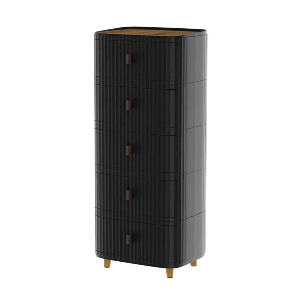 Modern 5-Layer Storage Cabinet with Wooden Top – Sleek Space-Saving Organizer