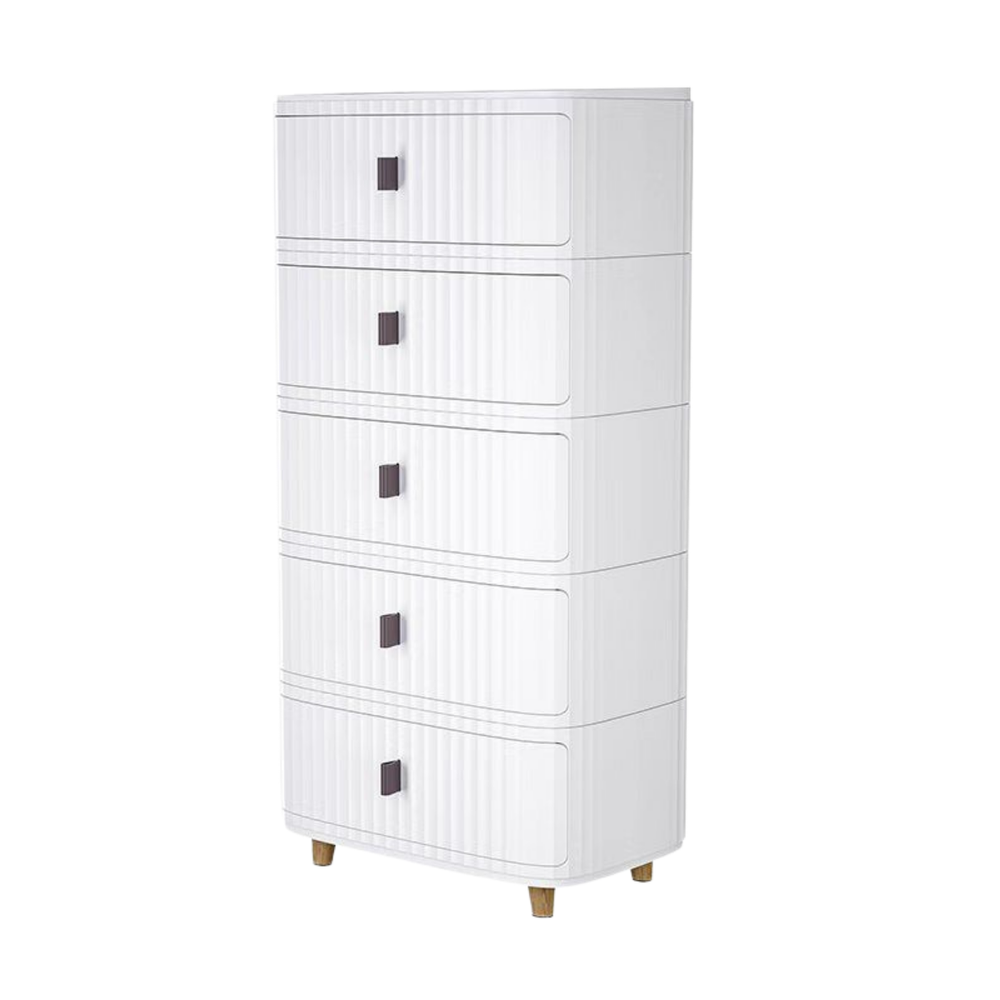 Modern 5-Layer Storage Cabinet with Wooden Top – Sleek Space-Saving Organizer